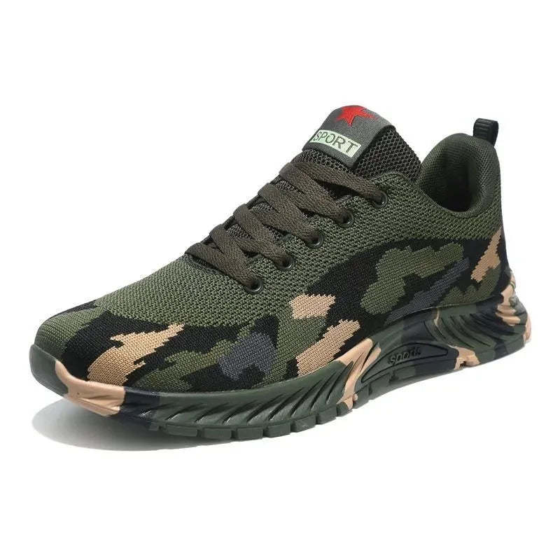Mesh Camouflage Sports Shoes Men's Durable Casual Shoes Men's Anti Slip Tennis Outdoor Hiking Lightweight Flat Shoes Sneakers