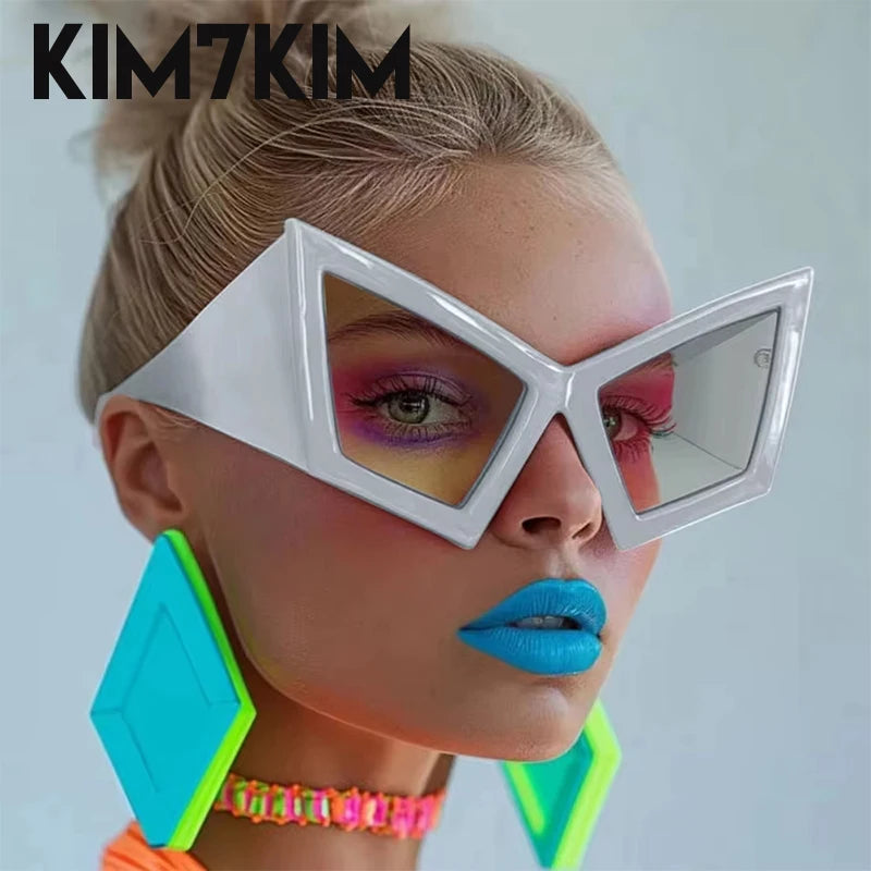 Oversized Cat Eye Women Sunglasses 2026 Luxury Brand Designer Big Frame Vintage Eyewear Y2K Punk Sun Glasses For Female UV400