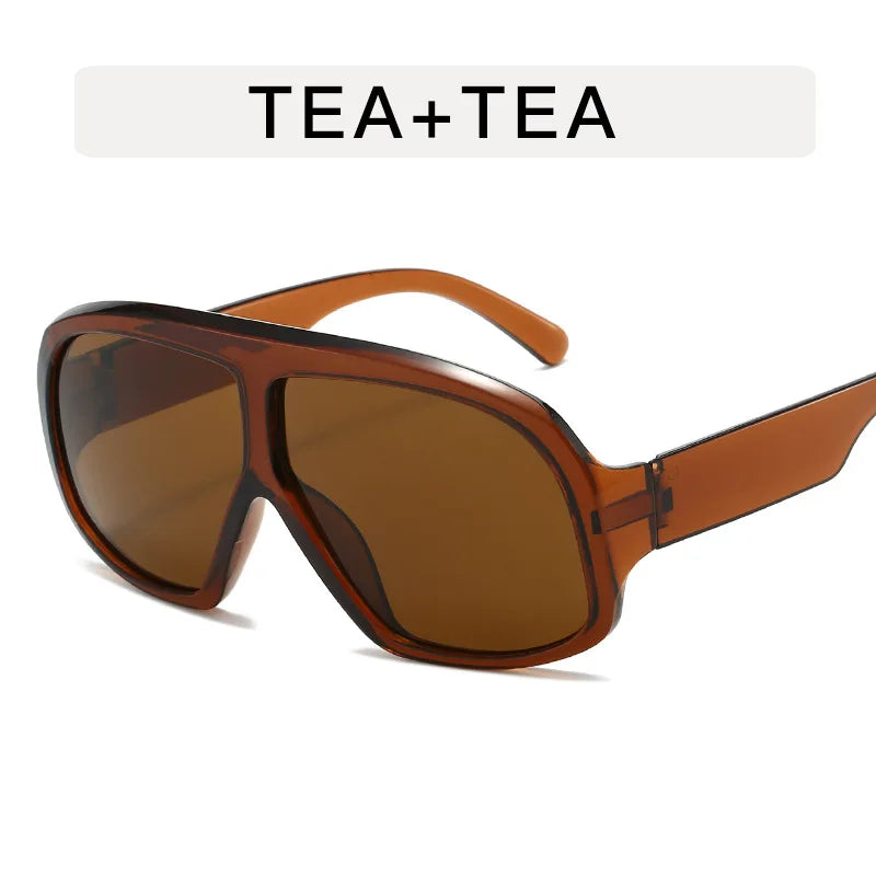 Retro Big Frame Women Square Sunglasses Brand Black Round Gradient Cool Men Sunglasses One Piece Designer Pilot Sun Glasses