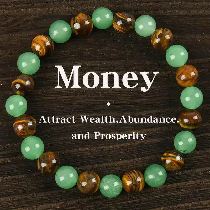 1pc Arpurraina Money Attraction Green Aventurine & Tiger Eye Beads Bracelet for Women Encouragement Stone Beads Party Jewelry