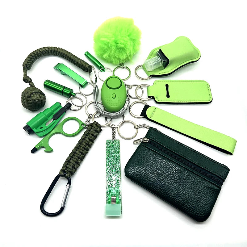 2024 15pcs New Self Defense Keychain Set Men's and Women's Multi functional Keychain Accessories for emergency preparedness