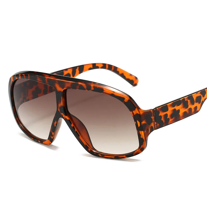 Retro Big Frame Women Square Sunglasses Brand Black Round Gradient Cool Men Sunglasses One Piece Designer Pilot Sun Glasses