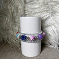 Purple and blue crystal bead bracelet set - front view