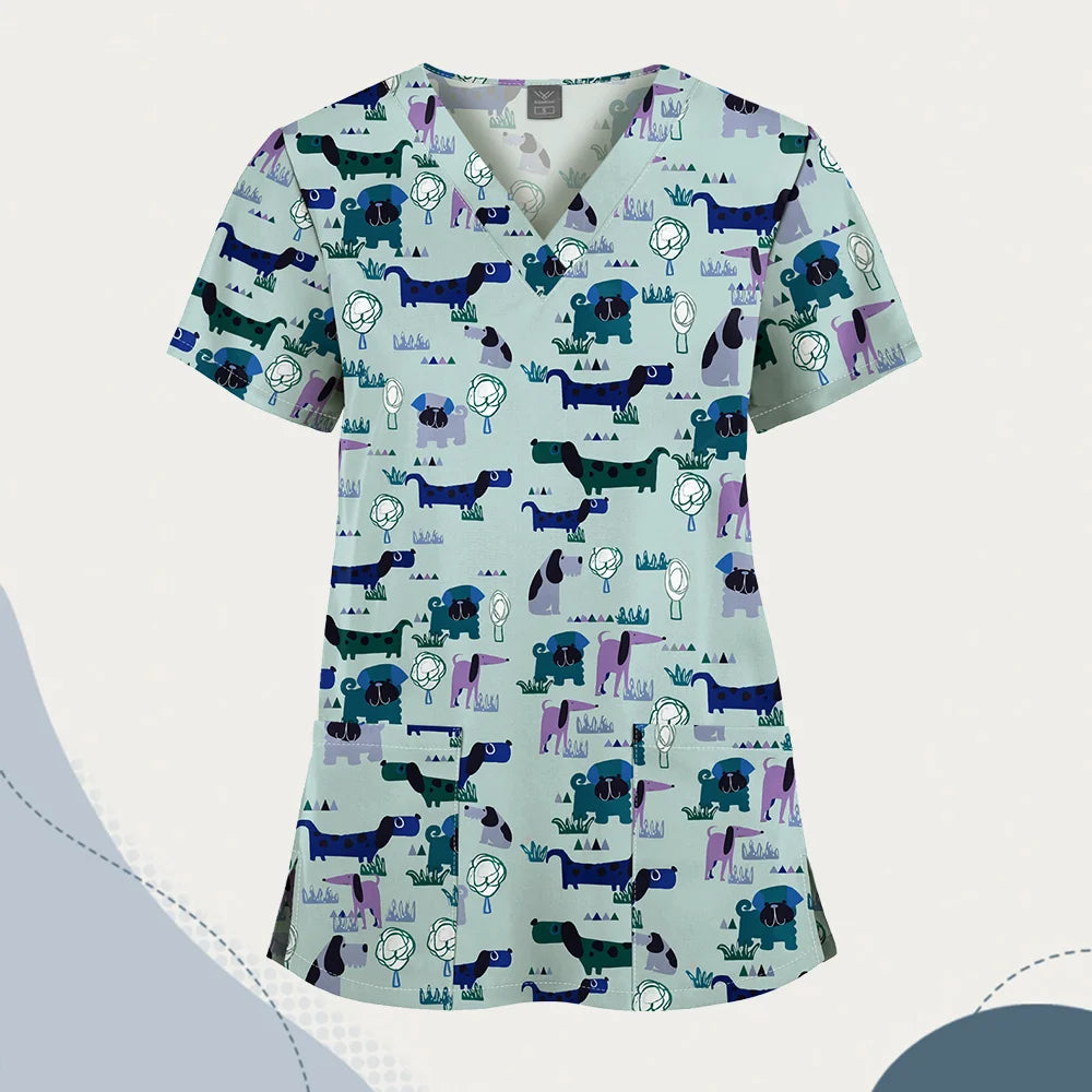 Wholesale Unisex Women Medical Scrub Tops Nurse Clothing Medical Uniforms Veterinary Dental Work Wear Nursing Accessories Scrubs
