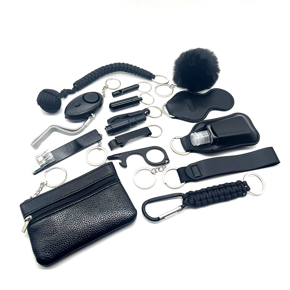 2024 15pcs New Self Defense Keychain Set Men's and Women's Multi functional Keychain Accessories for emergency preparedness