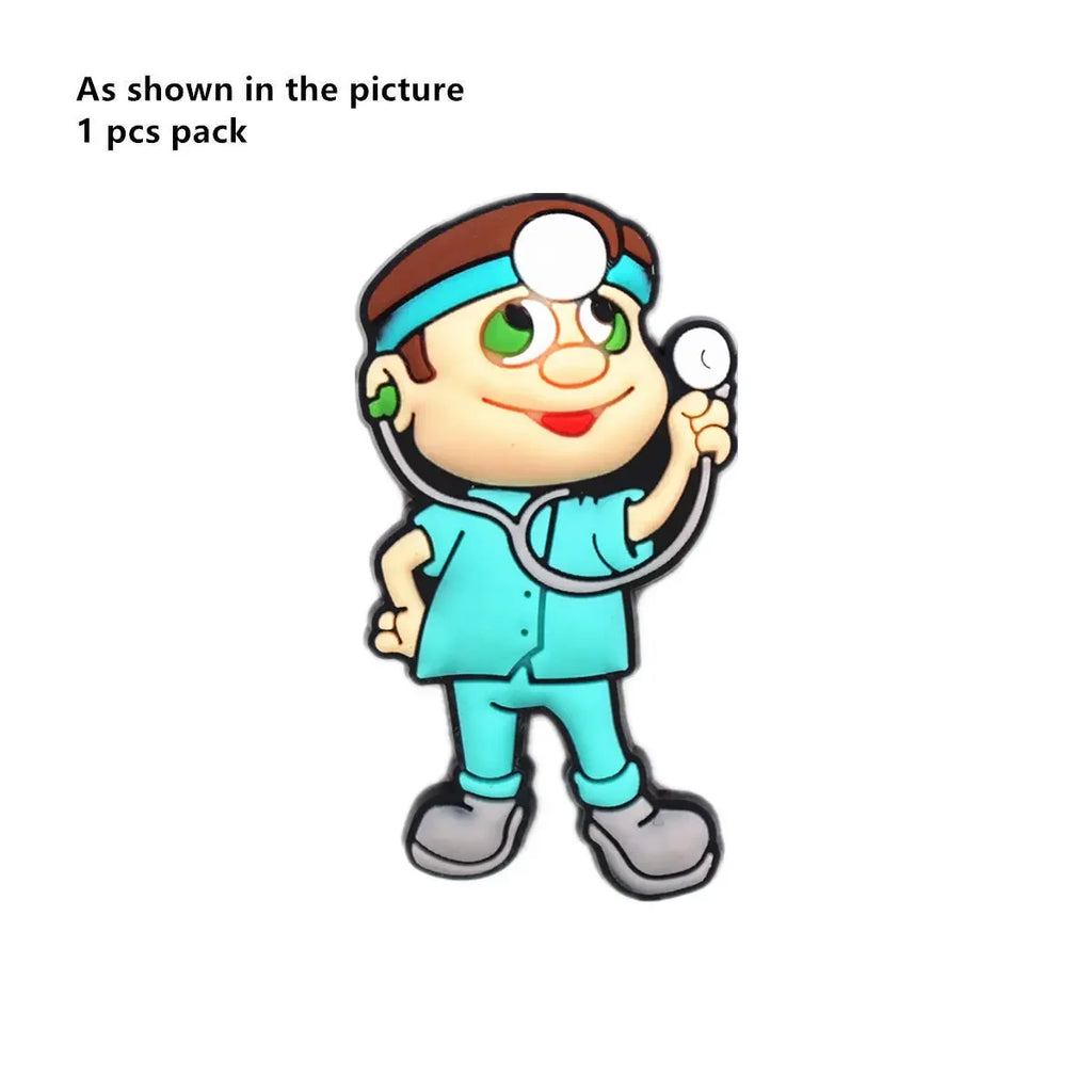 1 Pcs Original Cartoon Medical Style PVC Shoe Charms Accessories Cute Doctor Nurse Bandaid Ambulance Shapes Sandal Upper Buckle