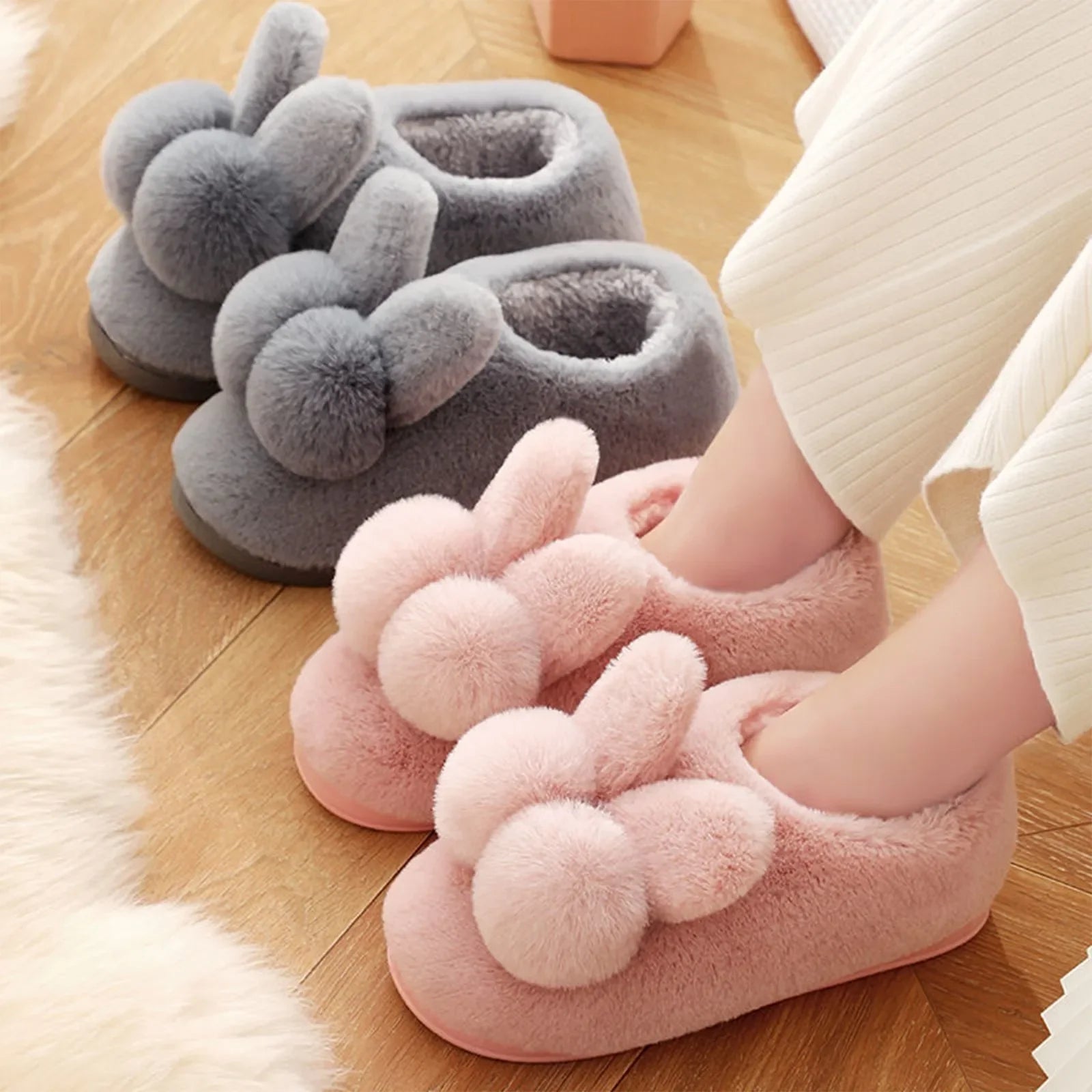 Winter Warm Cotton Slippers for Women and Moms Plush Cartoon Design Soft Indoor House Shoes Cozy Home Wear for Cold Weather