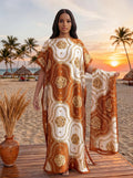 Fashion Summer Print Dress With Big Scarf Dubai Turkey Kaftan Muslim Loose Abaya Women African Casual Paisley Shawl Robe MOOMOO