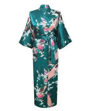 Plus Size XXXL Chinese Women Long Robe Print Flower Peacock Kimono Bathrobe Gown Bride Bridesmaid Wedding Robes Sexy Sleepwear