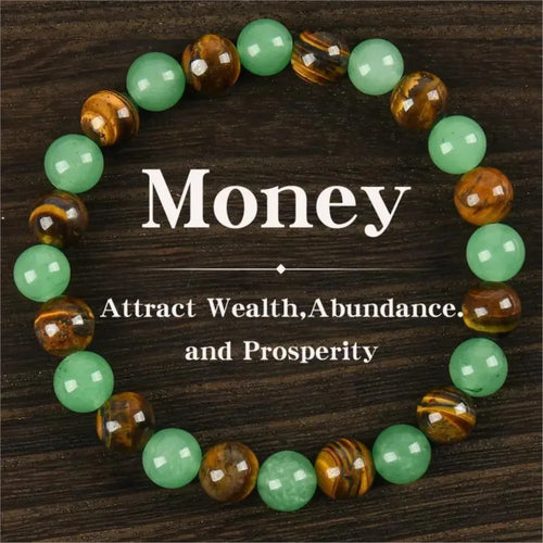 1pc Arpurraina Money Attraction Green Aventurine & Tiger Eye Beads Bracelet for Women Encouragement Stone Beads Party Jewelry