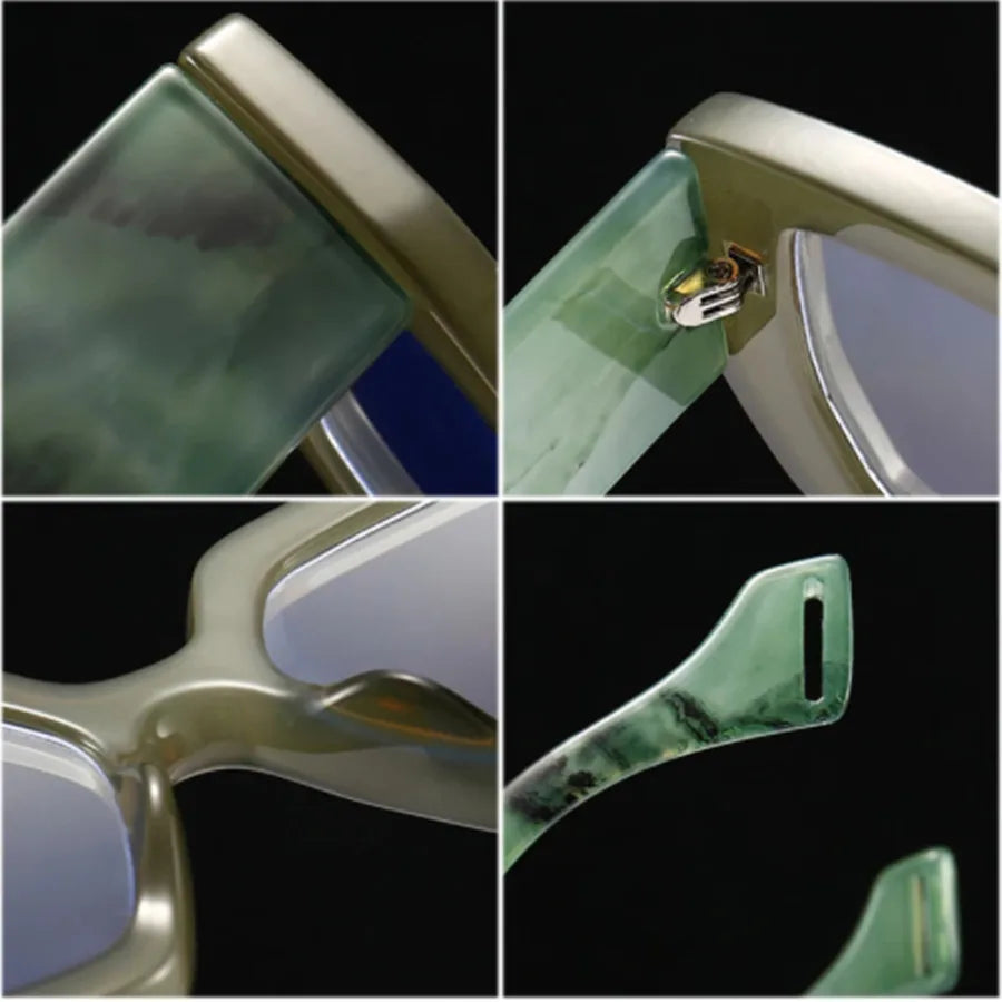 New Fashion Square Women Glasses Frame Luxury Clear Anti-Blu-Ray Spring Hinge Wide Legs Eyewear Men Optical Polygon Frame