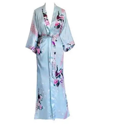 Plus Size XXXL Chinese Women Long Robe Print Flower Peacock Kimono Bathrobe Gown Bride Bridesmaid Wedding Robes Sexy Sleepwear