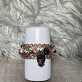 Champagne crystal owl charm bracelet set - front view