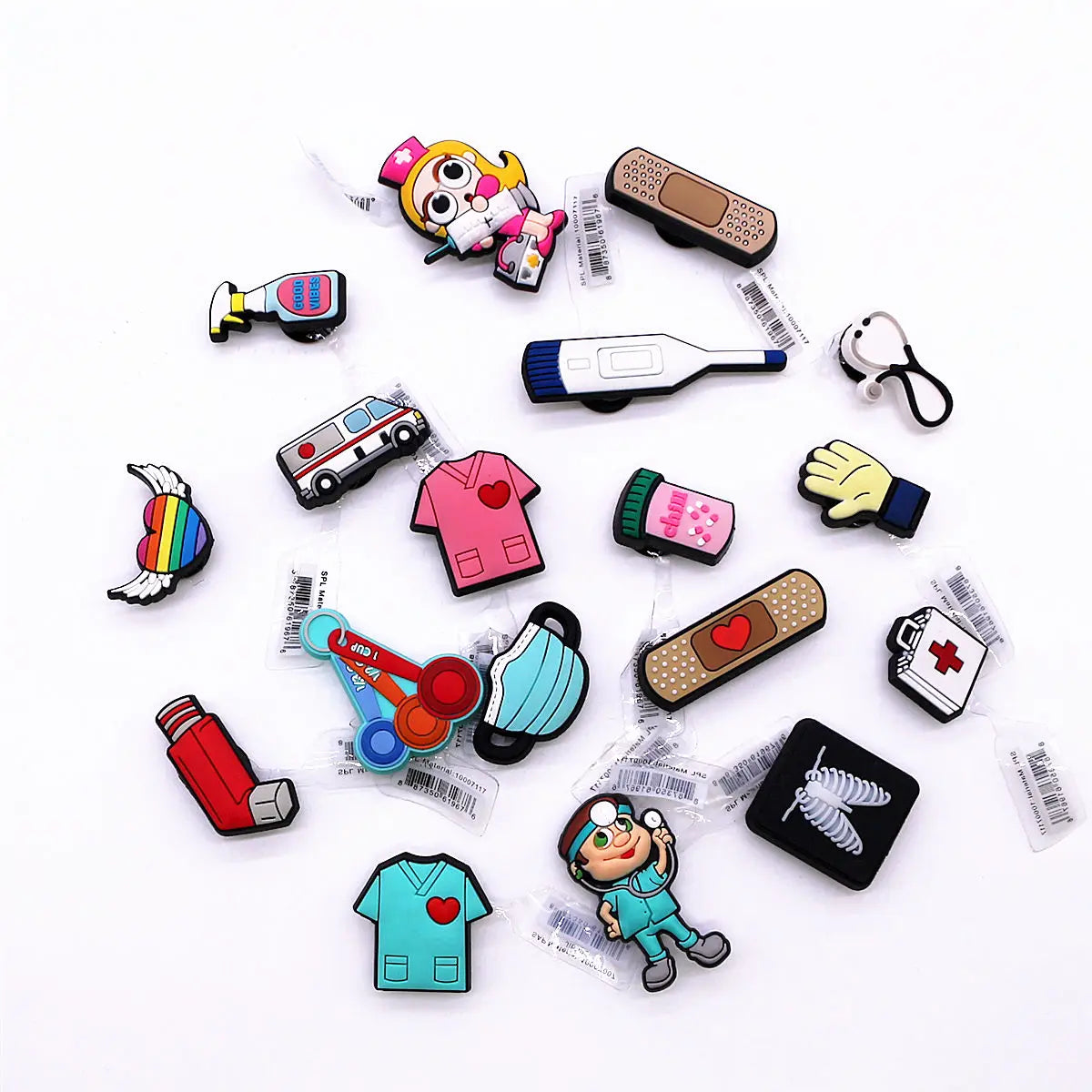 1 Pcs Original Cartoon Medical Style PVC Shoe Charms Accessories Cute Doctor Nurse Bandaid Ambulance Shapes Sandal Upper Buckle