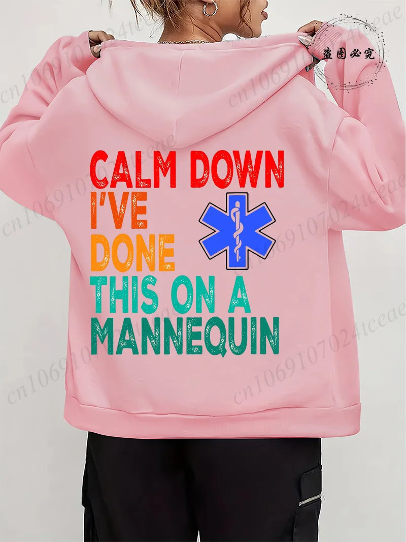 Women Leopard Nurse Life Print Hoodie Long Sleeve Casual Zipper Hoodie Nursing Fall Winter Jacket Coat Emergency Nurse Hoodies