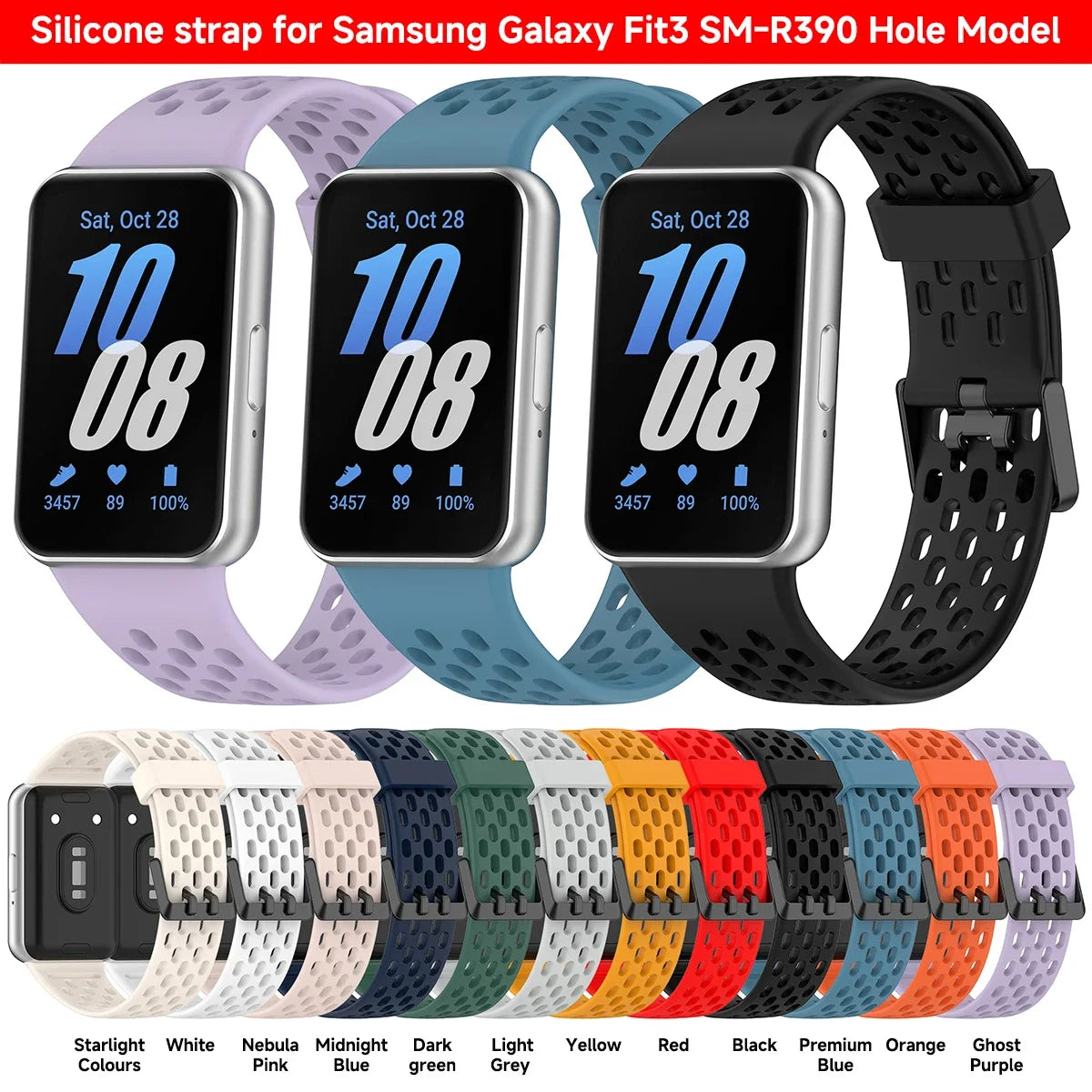 Breathable Straps for Samsung Galaxy FIT 3 Silicone Band Women Men Soft Sport Band for Samsung Smartwatch FIT3 Wriatband
