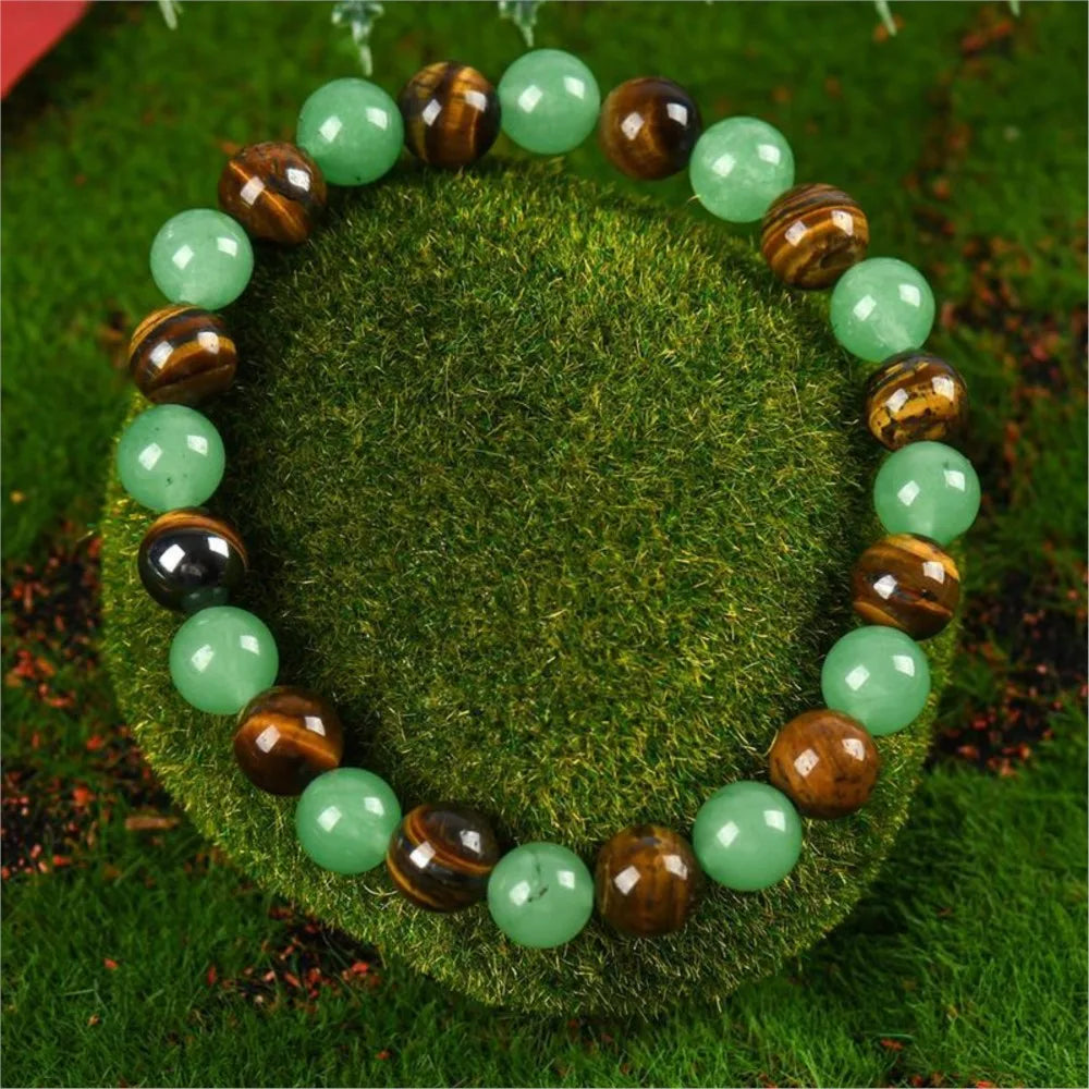 1pc Arpurraina Money Attraction Green Aventurine & Tiger Eye Beads Bracelet for Women Encouragement Stone Beads Party Jewelry