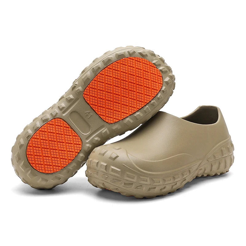 Unisex Non-Slip Eva Clogs - Comfortable Black Work Shoes for Nurses, Chefs, and Office Use, Easy Slip-On Design, Tire Texture Sole for Enhanced Grip, Chef Clogs, Slip-On Footwear, Durable Slippers, Non-Slip Work Shoes