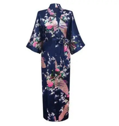 Plus Size XXXL Chinese Women Long Robe Print Flower Peacock Kimono Bathrobe Gown Bride Bridesmaid Wedding Robes Sexy Sleepwear