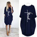 Plus Size Women Short Sleeve O-Neck Loose Casual Dresses Casual Short Sleeve Shirt Mini Dresses Round Neck Pockets Sexy Female T