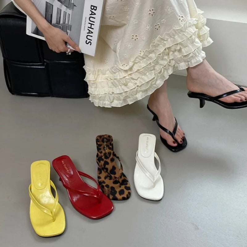Bailamos 2025 Brand Women Slippers High Heels Sandals Sexy Open Toe Party Wedding Summer Shoes Woman Soft Outdoor Slides Beach F