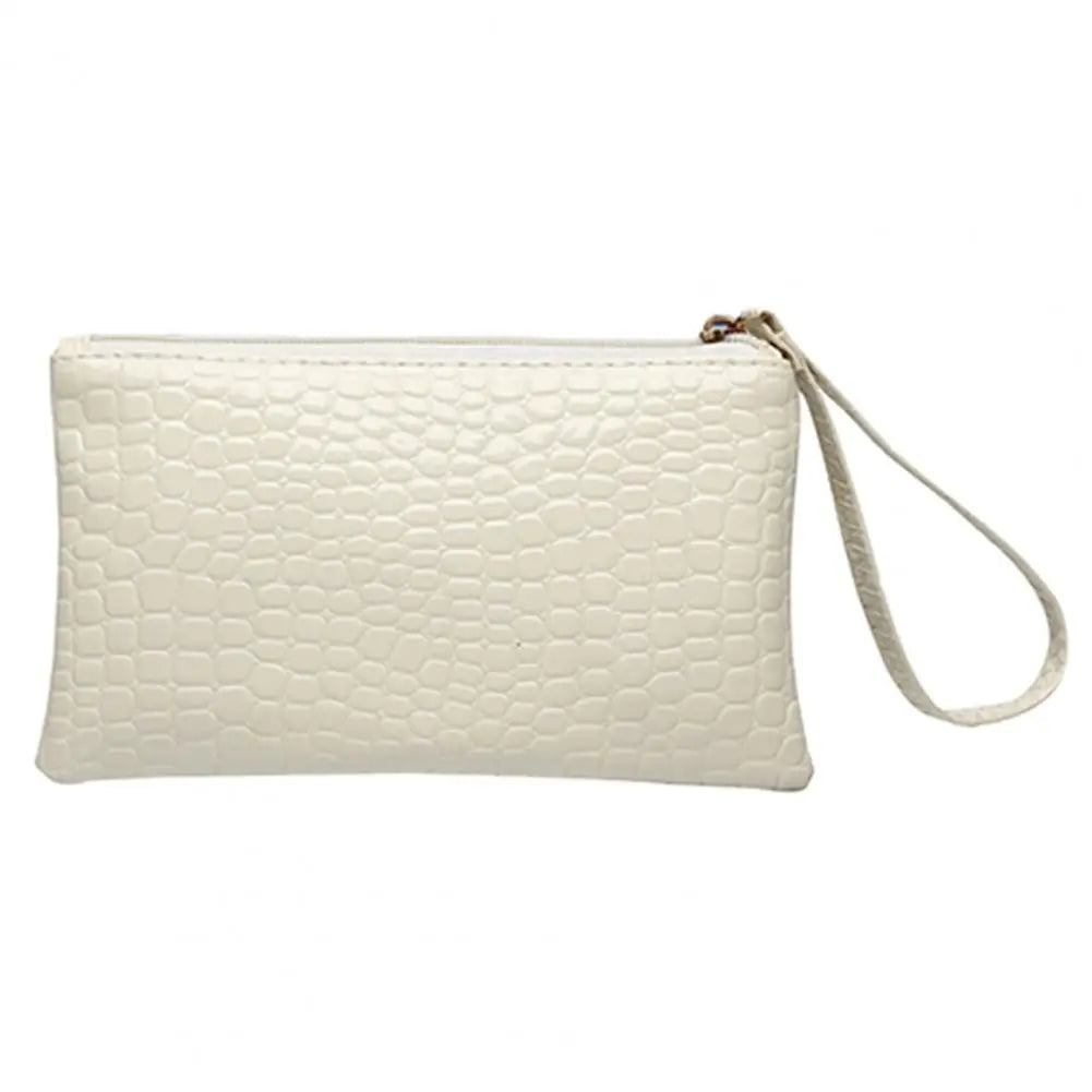 Fashion Women Handbag Faux Leather Wallet Purse Zipper Closure Portable Solid Color Phone Handle Bag Long Wallet