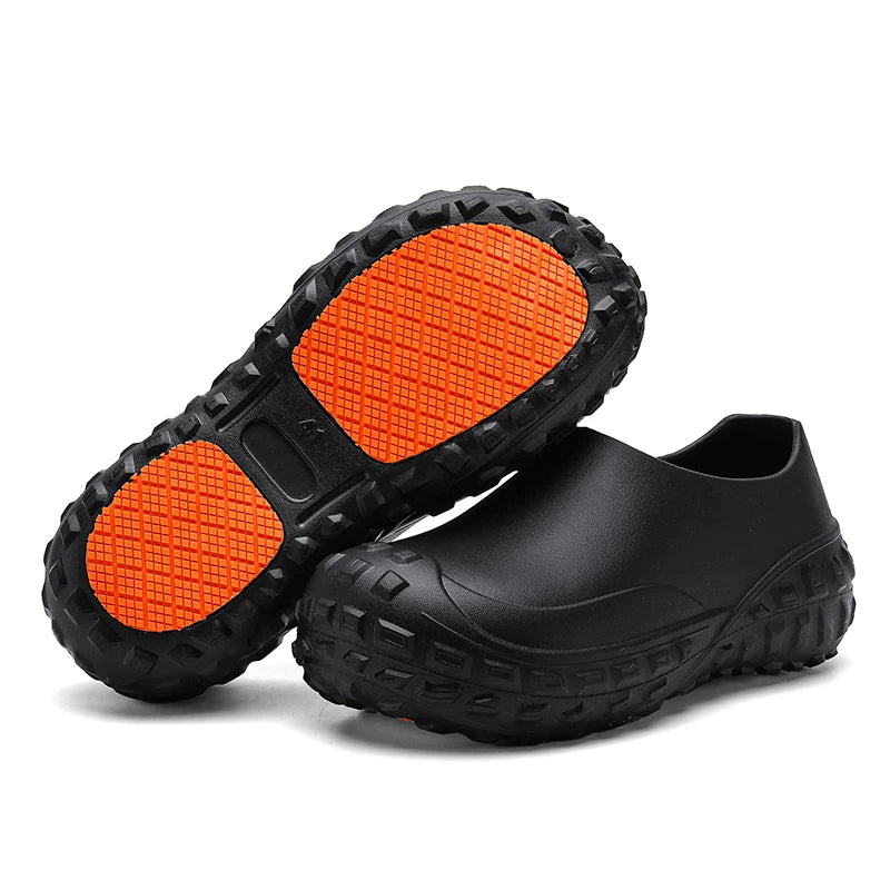 Unisex Non-Slip Eva Clogs - Comfortable Black Work Shoes for Nurses, Chefs, and Office Use, Easy Slip-On Design, Tire Texture Sole for Enhanced Grip, Chef Clogs, Slip-On Footwear, Durable Slippers, Non-Slip Work Shoes