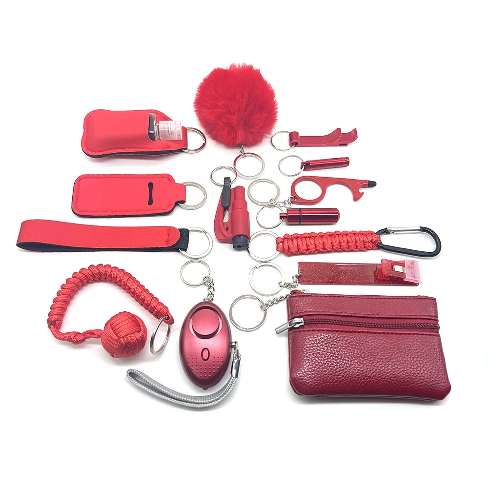 2024 15pcs New Self Defense Keychain Set Men's and Women's Multi functional Keychain Accessories for emergency preparedness