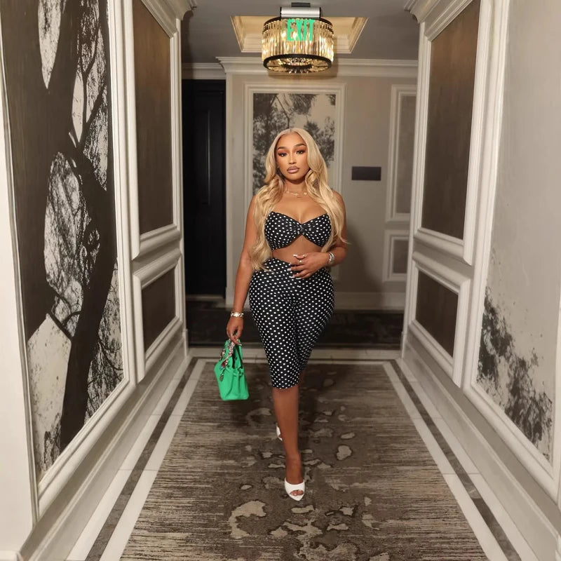 Fashion Print Woman 2 Piece Set Outfits Spaghetti Strap Sleeveless Backless Crop Top+Capris Pants 2026 New Female Streetwear