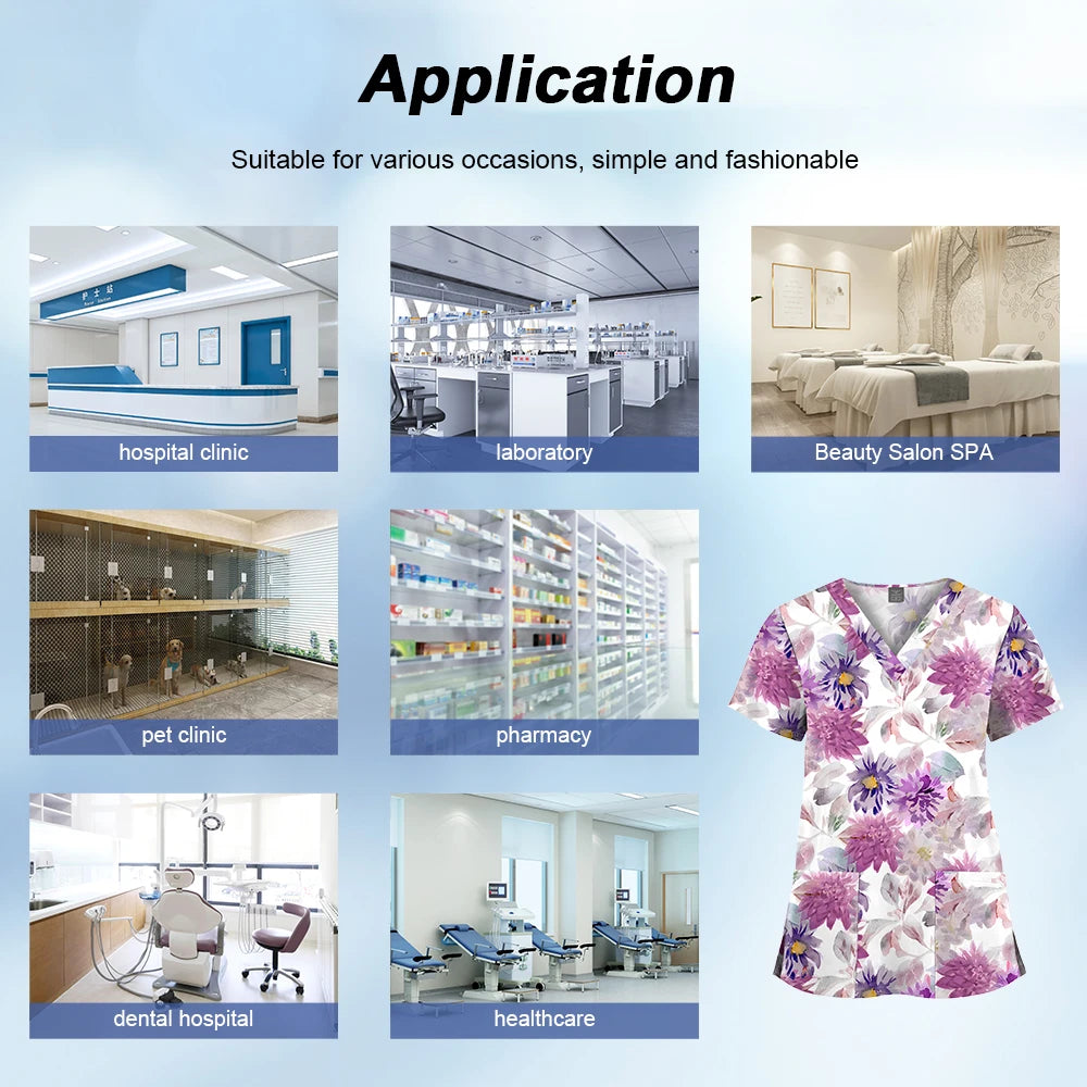 Wholesale Unisex Women Medical Scrub Tops Nurse Clothing Medical Uniforms Veterinary Dental Work Wear Nursing Accessories Scrubs