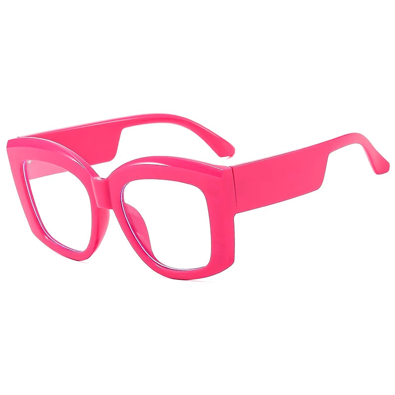Cycling 2024 Fashion New Versatile Concave Style Glasses Frame Trendy Women's Flat Mirror Square Wide Leg Casual Eyeglasses