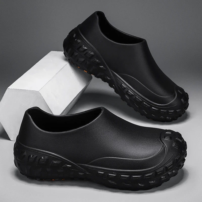 Unisex Non-Slip Eva Clogs - Comfortable Black Work Shoes for Nurses, Chefs, and Office Use, Easy Slip-On Design, Tire Texture Sole for Enhanced Grip, Chef Clogs, Slip-On Footwear, Durable Slippers, Non-Slip Work Shoes