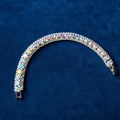 Aurora Borealis Crystal Tennis Bracelet on blue velvet background