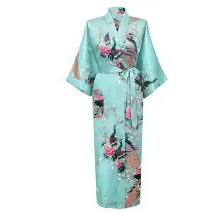 Plus Size XXXL Chinese Women Long Robe Print Flower Peacock Kimono Bathrobe Gown Bride Bridesmaid Wedding Robes Sexy Sleepwear