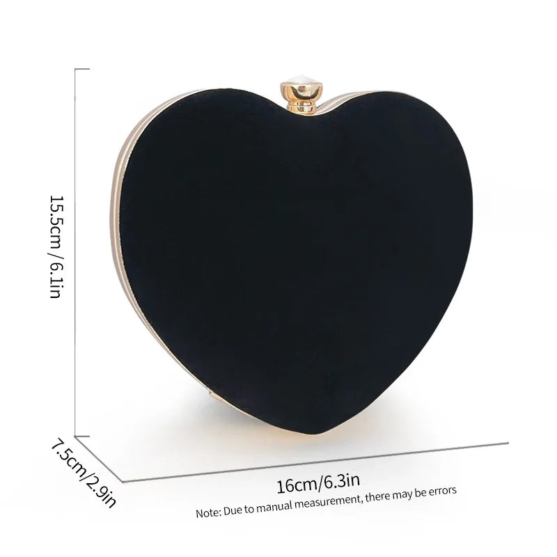 Red Heart Design Women Clutch Small Diamonds Golden Velvet Evening Bags Party Wedding Handbags Purse For Female 2026 new