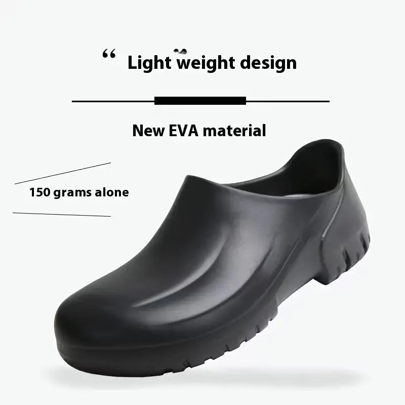 Unisex Non-Slip Eva Sole Shoes - Comfortable Black Work Shoes Suitable for Nurses, Chefs, and Office Use, with Easy Slip-On Design, Tire-Textured Soles for Enhanced Grip, Chef's Clogs, Slip-On Footwear, Durable Slippers, Non-Slip Work Shoes