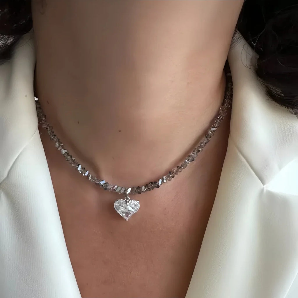 Design Exaggerated Baroque Transparent Crystal Chain With Sexy Zircon Cross Pendant Necklace For Women Wedding Praty Gift