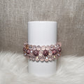 Blush pink crystal rondelle and mauve glitter pave bracelet set - front view
