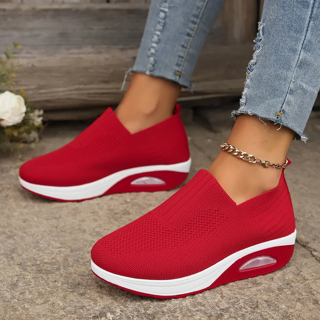 Women Walking Shoes Air Cushion Non Slip Orthopedic Shoes Ladies Platform Mules Breathable Wedge Female Sneakers 2025