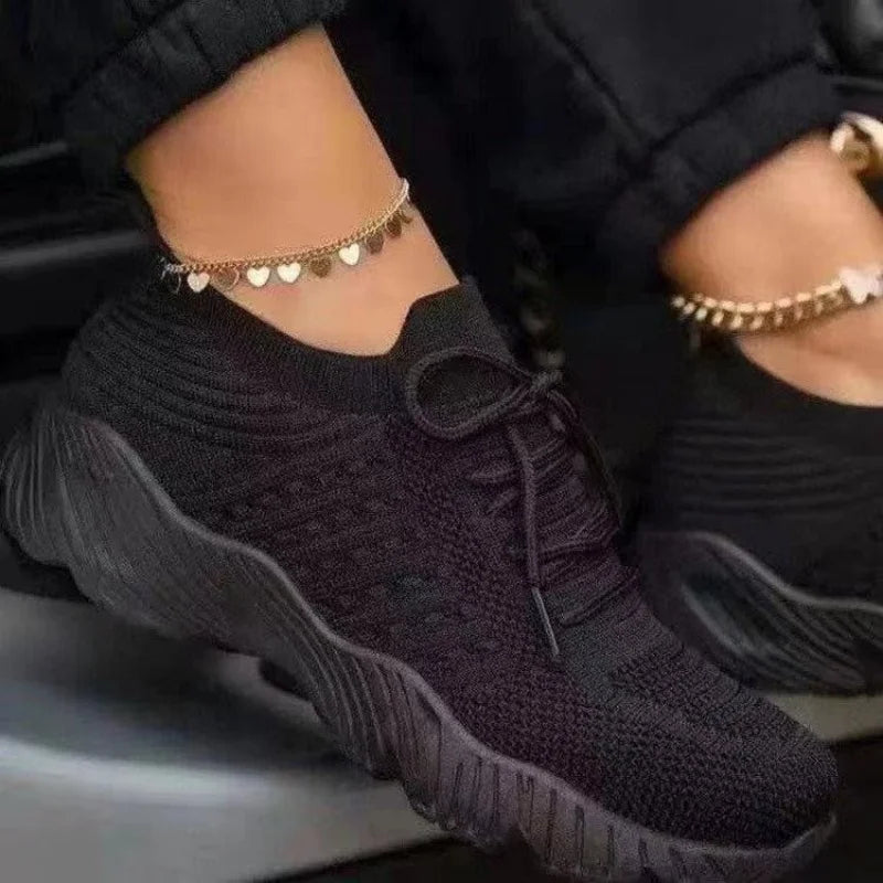 Women's Sneakers Breathable Casual Women Socks Shoes Lace Up Ladies Flats Female Spring Vulcanized Running Zapatillas De Mujer