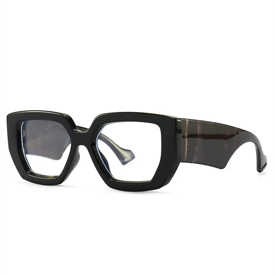 New Fashion Square Women Glasses Frame Luxury Clear Anti-Blu-Ray Spring Hinge Wide Legs Eyewear Men Optical Polygon Frame