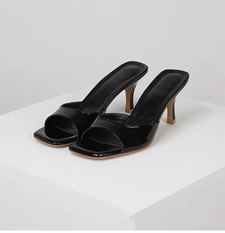 Luxury Womens Slippers Square Toe Women High Heels Thin Heels Fashion Party Shoes Sexy Open Toe Women Shoes Summer New Sandalias
