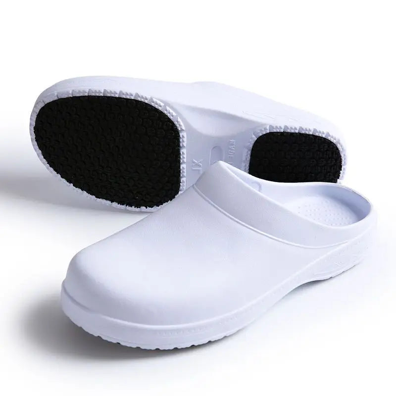 Unisex Non-Slip Eva Sole Shoes - Comfortable Black Work Shoes for Nurses, Chefs, and Office Use, Easy Slip-On Design, Tire Texture Sole for Enhanced Grip, Chef Clogs, Slip-On Footwear, Durable Slippers, Non-Slip Work Shoes