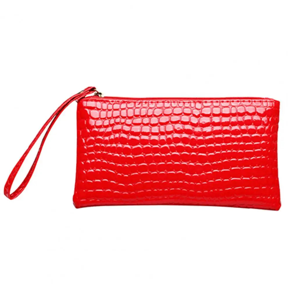 Fashion Women Handbag Faux Leather Wallet Purse Zipper Closure Portable Solid Color Phone Handle Bag Long Wallet