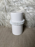 White faceted crystal rondelle bracelet set - front view