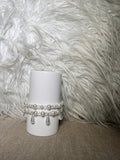 Pearl and crystal teardrop charm bracelet set - front view