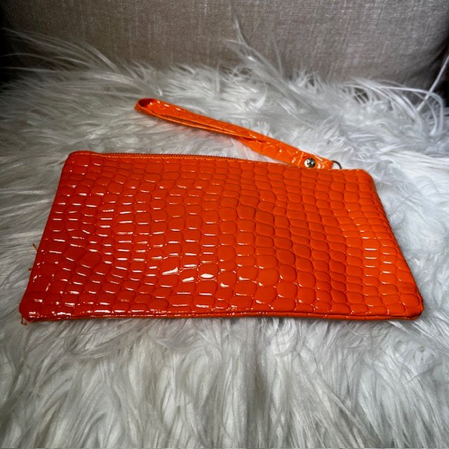 Croc Wristlet Clutch - Orange