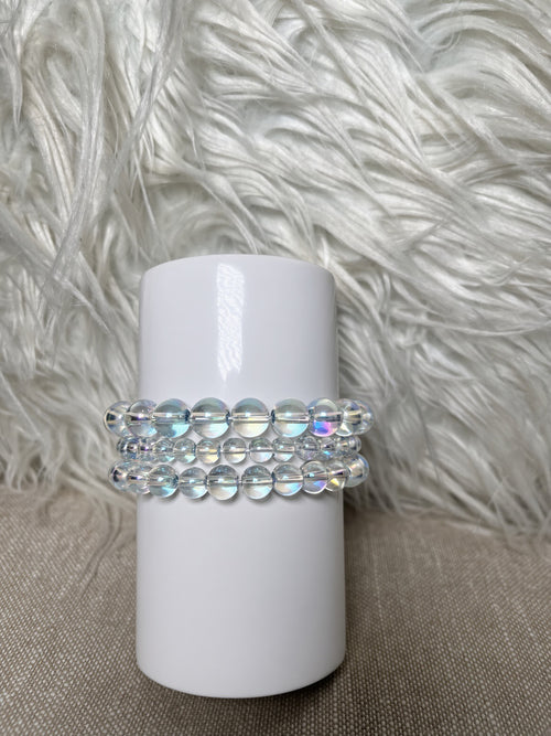 Iridescent aurora crystal bracelet set - side view
