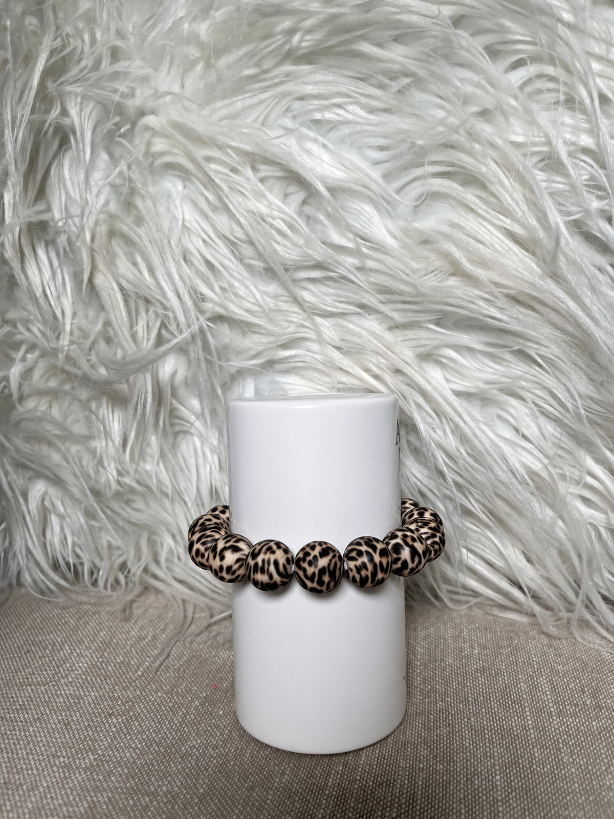 Chunky leopard print bead bracelet - front view
