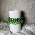 Green glitter pave and emerald bead bracelet set - front view